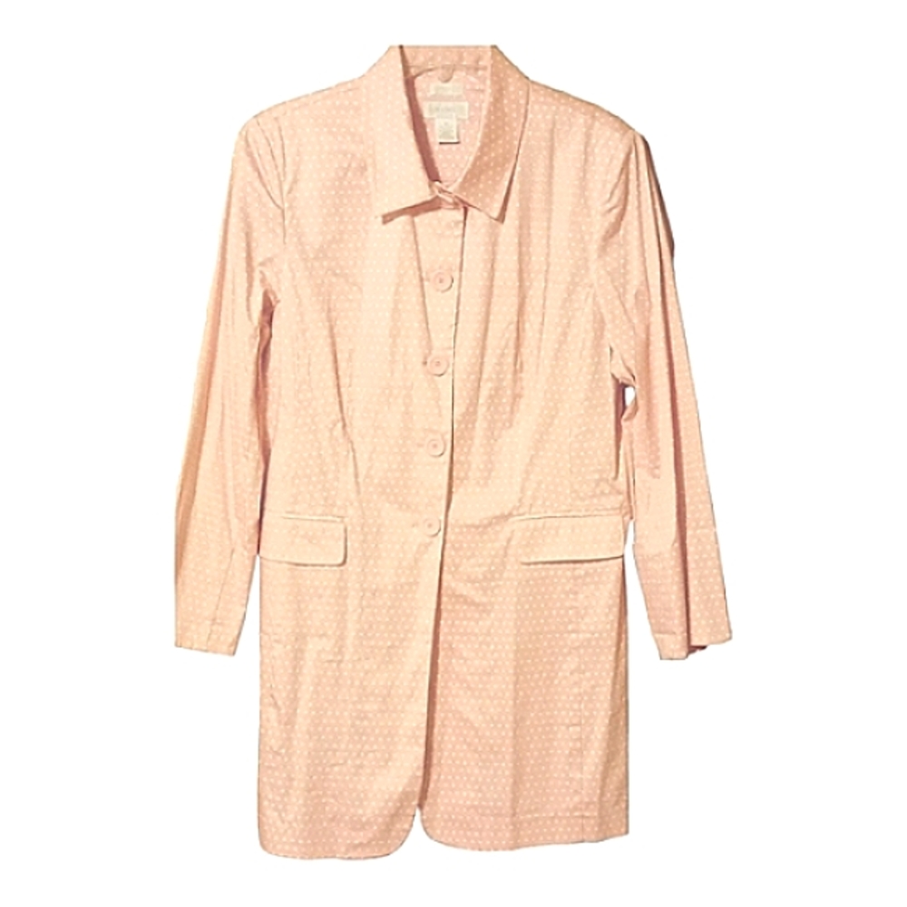 Norton & Co. Women's Stretch Pink and White Polka Dot Trench
